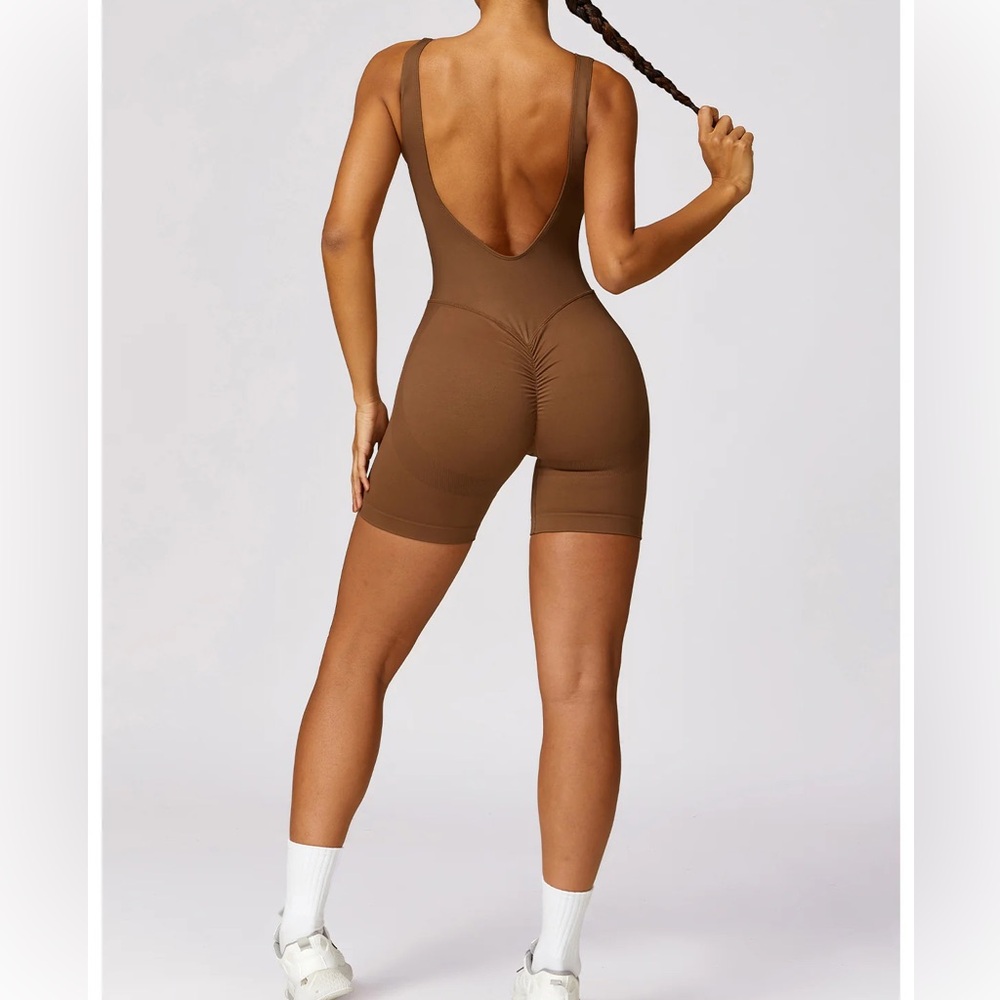 V Waist Yoga sculpt Jumpsuit Backless Scrunch Gym Sportswear Workout bodysuit